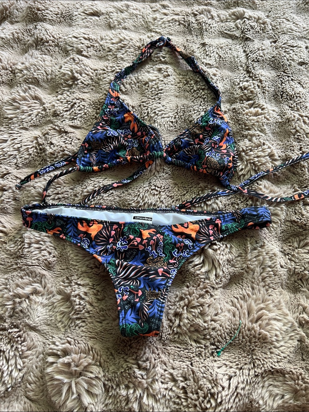 Tropical Print String Bikini Top & Bottom